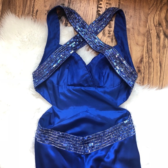 Blue PROM Formal Dress Ball Gown Sexy - Picture 5 of 8